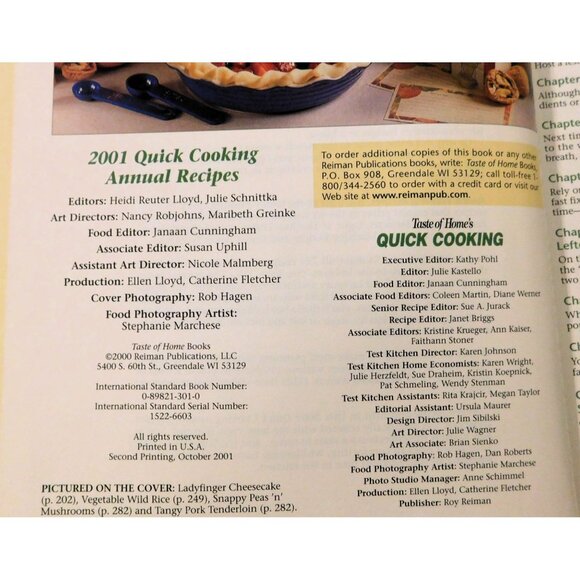 Taste Of Home's 2001 Quick Cooking Annual Recipes Cookbook 2nd Printing HB - Picture 3 of 8